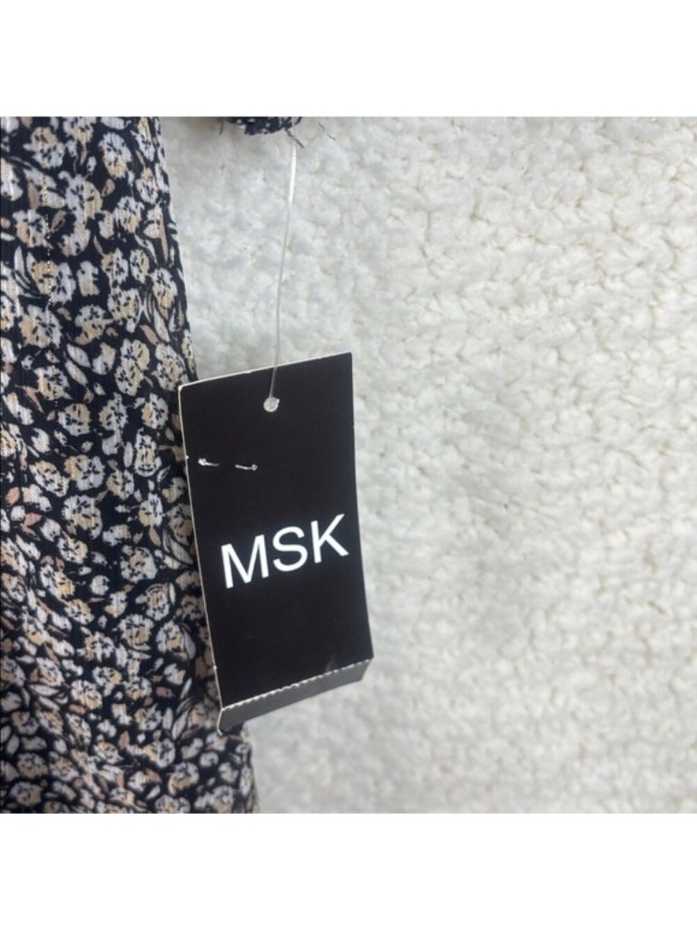 NWT MSK Womens Black White Floral Long Sleeve V-Neck Smocked Dress PLUS SIZE 1X - Picture 14 of 15